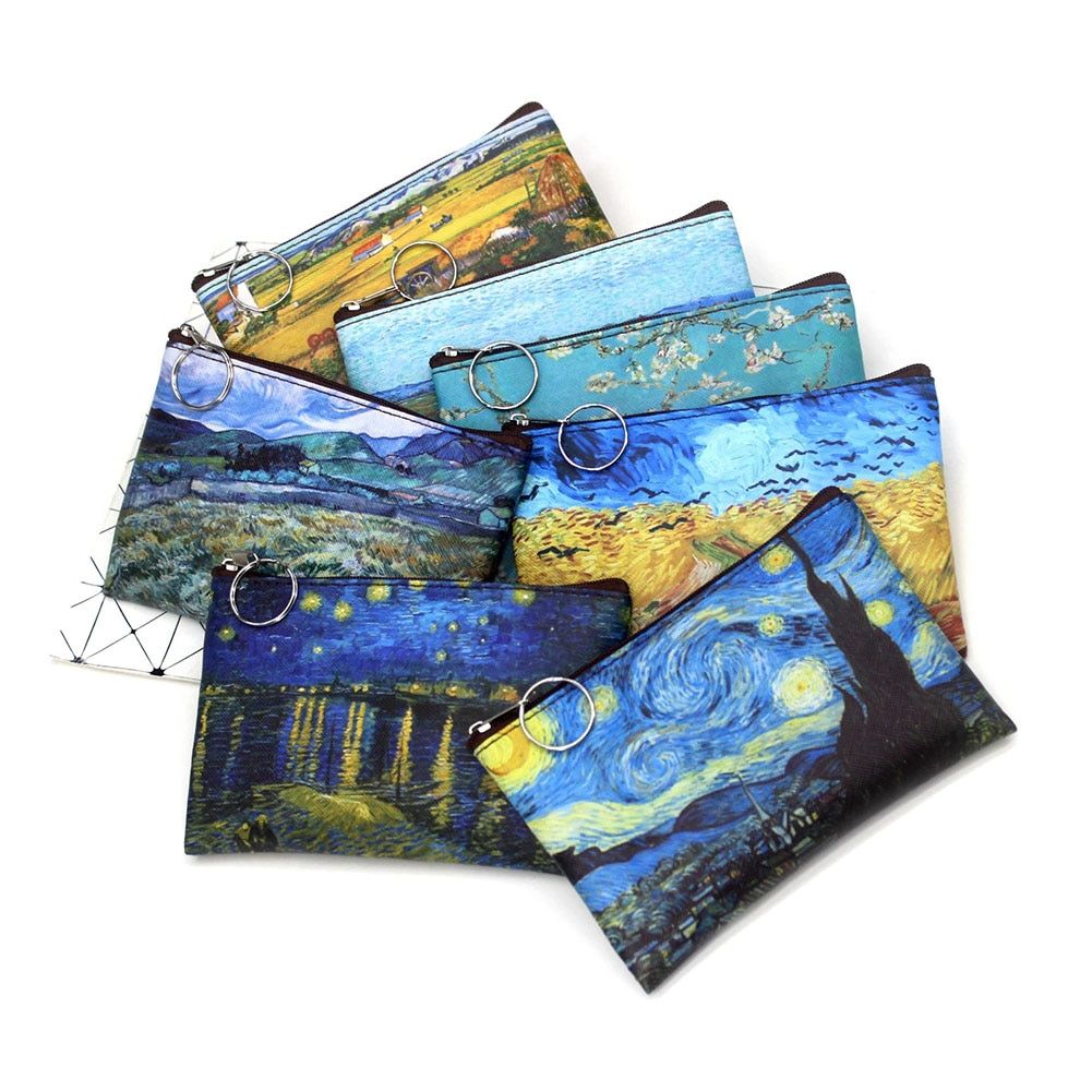 Classic Print Creative Coin Purse Famous Oil Painting Change Purse Lady Small Square Wallet Vintage Student Mini Wallet