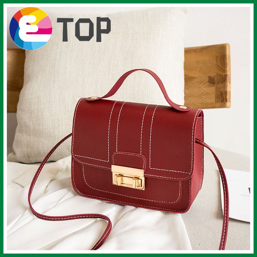 Female bag winter Korean version of the car stitching color matching double lock bag shoulder diagonal portable female bag