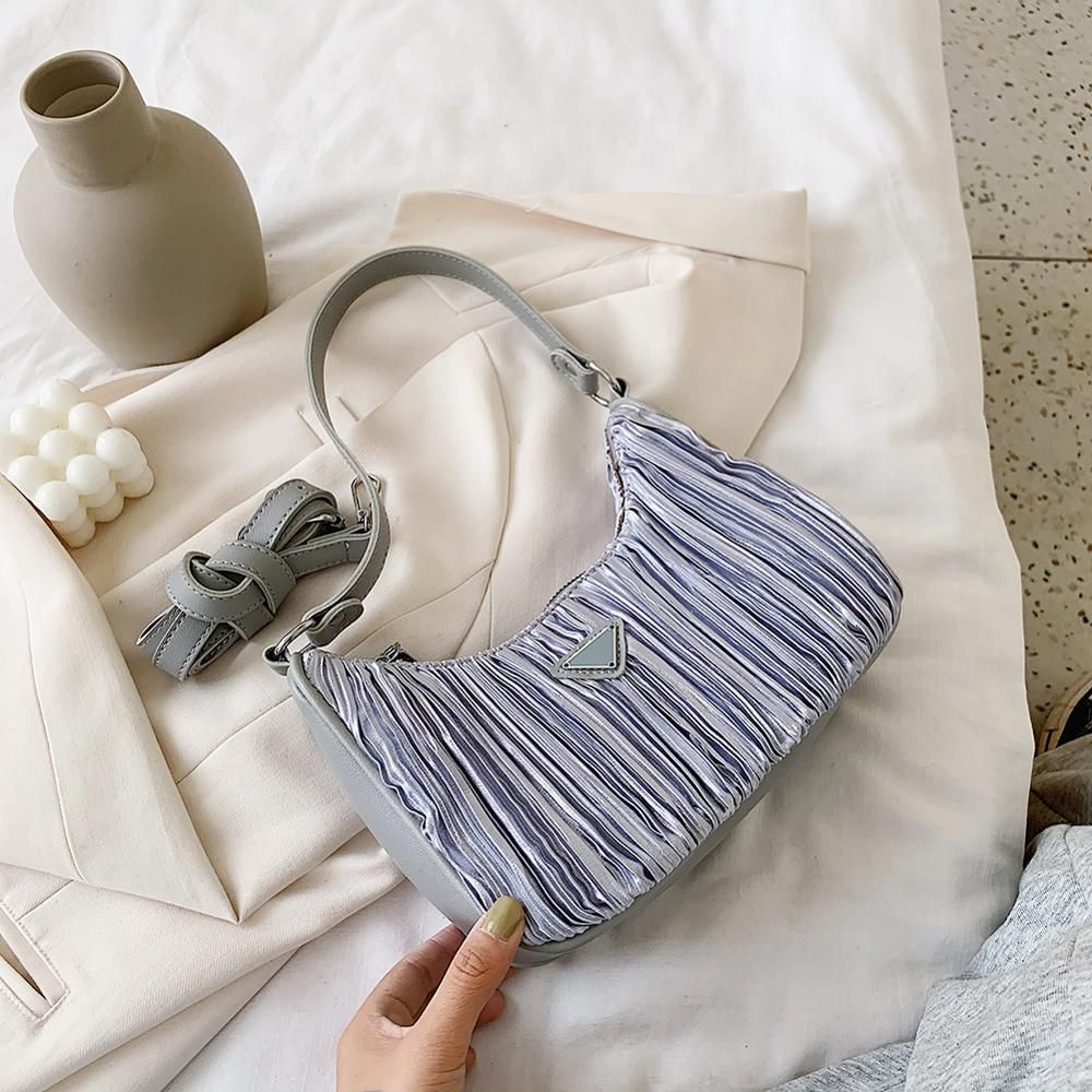 2021 Retro Pleated Handbags For Women Simple Versatile Bag Female Elegant Totes Small Shoulder Bags Girls Underarm Bags Clutch