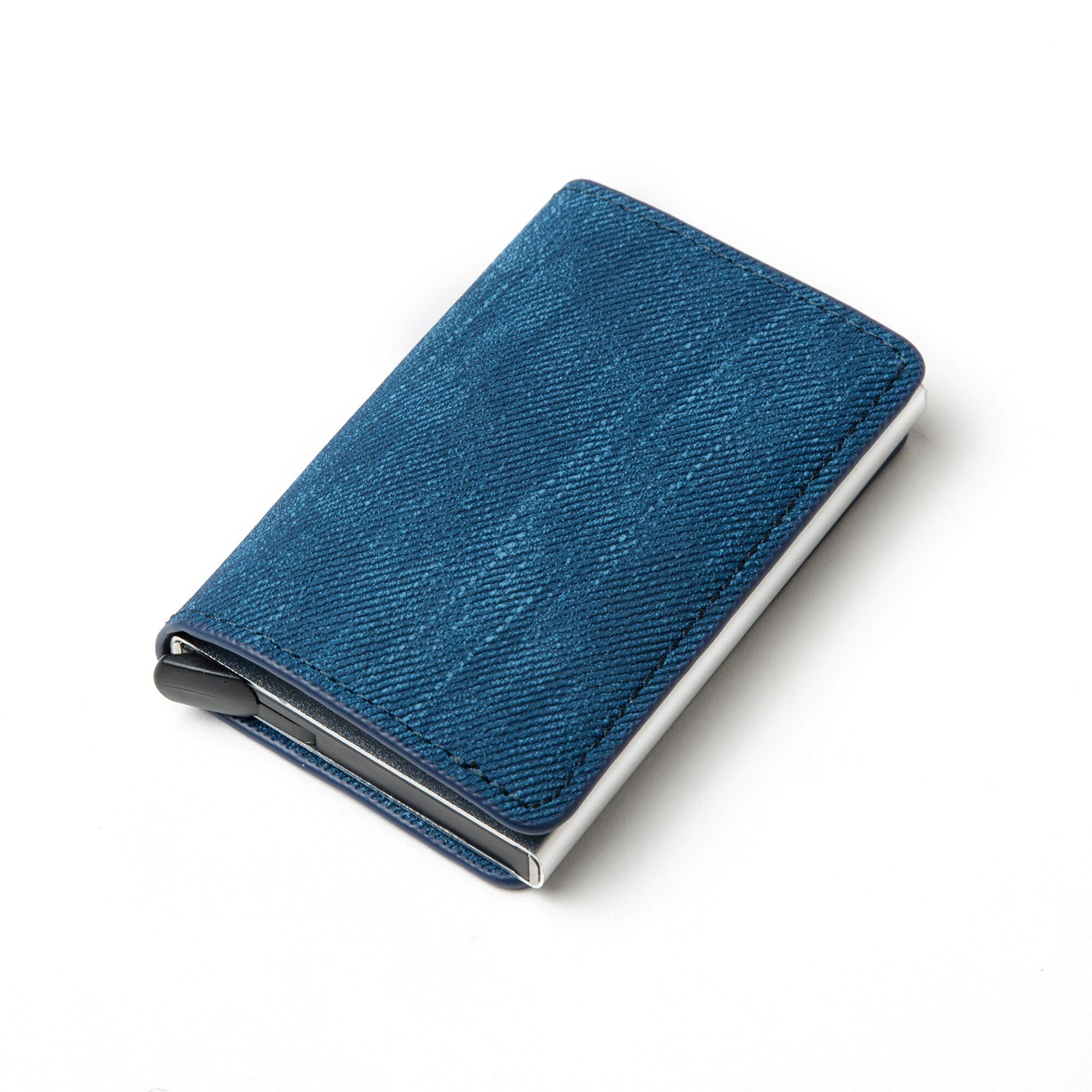 Aluminum Wallet Metal Credit Card Holder Automatic Elastic PU Leather Antitheft Wallet PassPort Holder Men