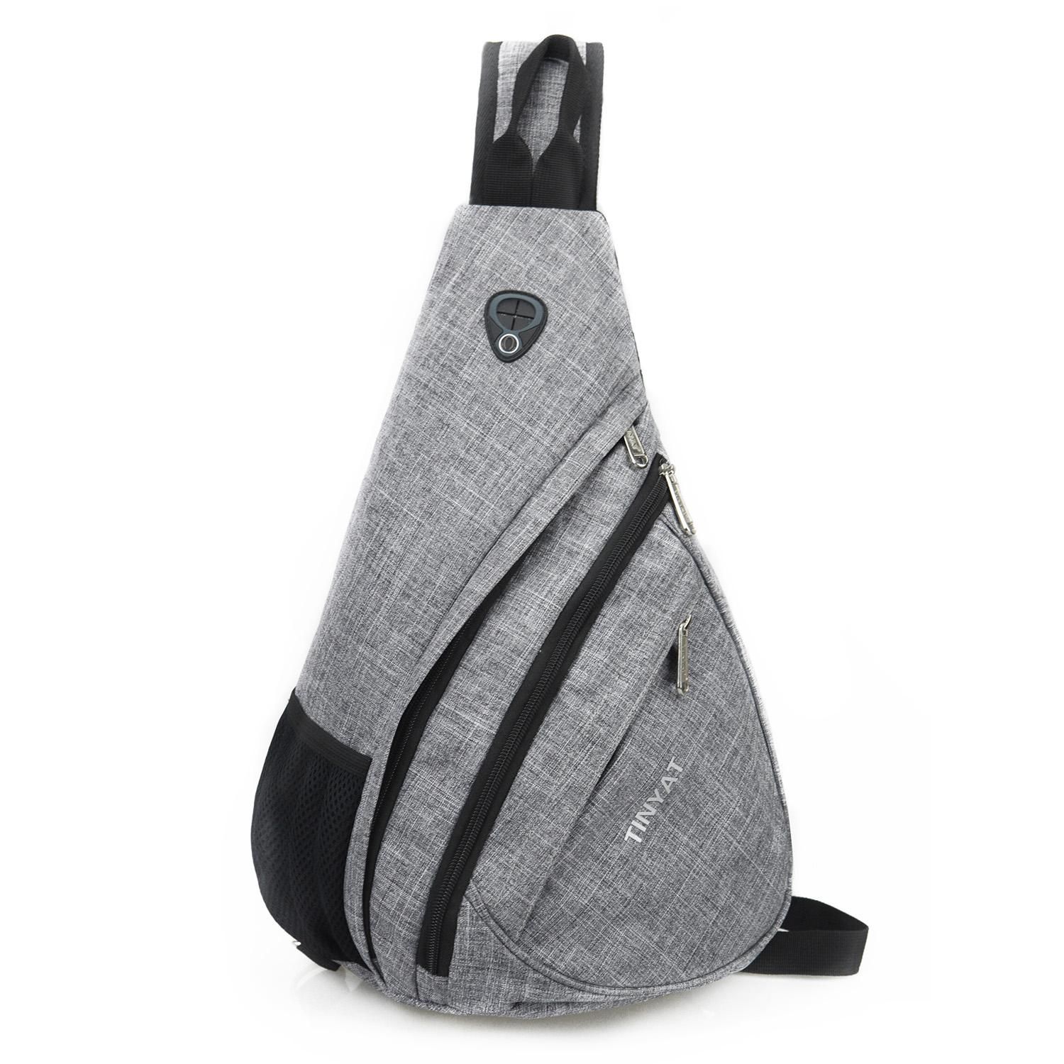 Casual Sling Shoulder Bag Chest Bag USB Charging Bag for Men