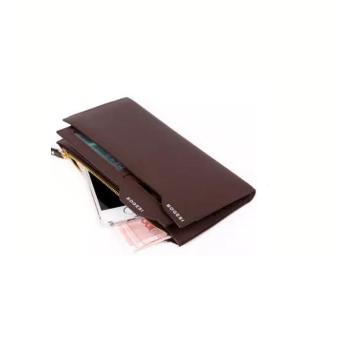 Luxury Famous Brand Long  Bogesi One Zip Coin Leather Wallet