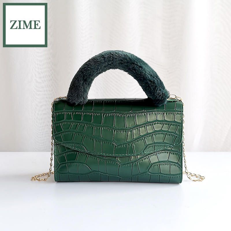 ZIME Crocodile pattern ladies purse summer ladies furry bag tide