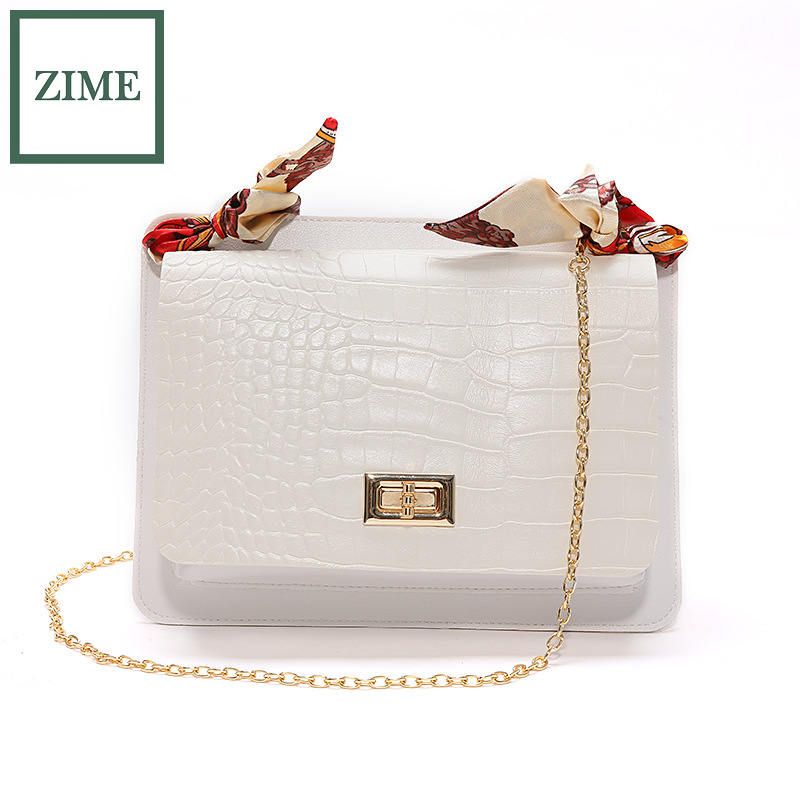 ZIME Female bag winter Korean version of the crocodile pattern lock chain square bag shoulder diagonal jelly scarf bag