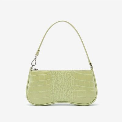Retro Crocodile Women Design Handbag Black 2021 New Summer Baguette Shape Shoulder Bag Vintage Alligator Armpit Bag Torba Damska