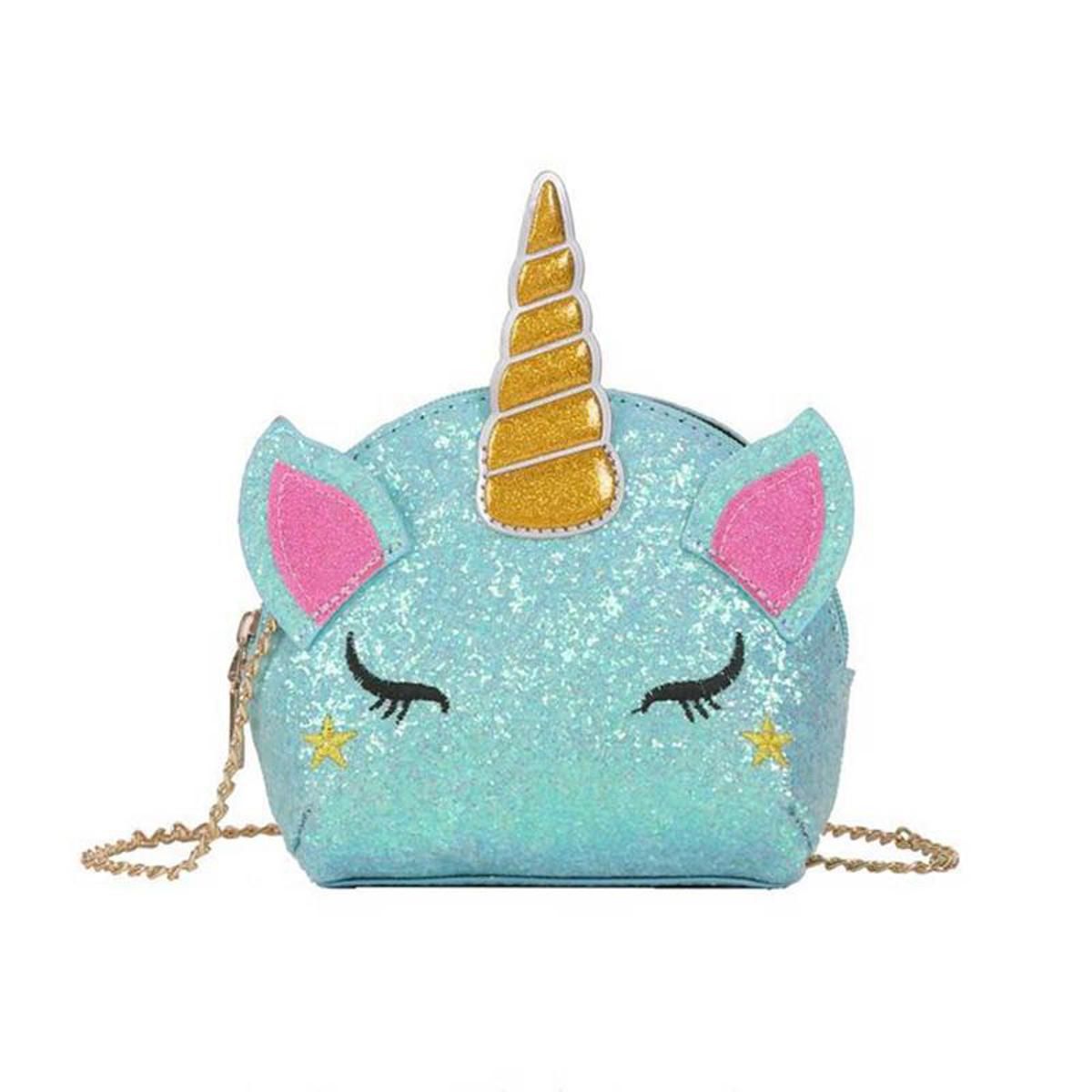 【BestGO】Unicorn Crossbody Bag Wallet for Women Cartoon Glitter Cosmetics Makeup Shoulder Bags