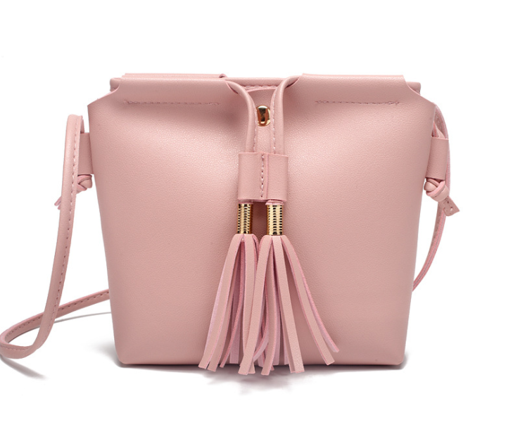 Korean Style Fashion Tassel Women Shoulder Bag Pure Color Cute Lady Crossbody Bag