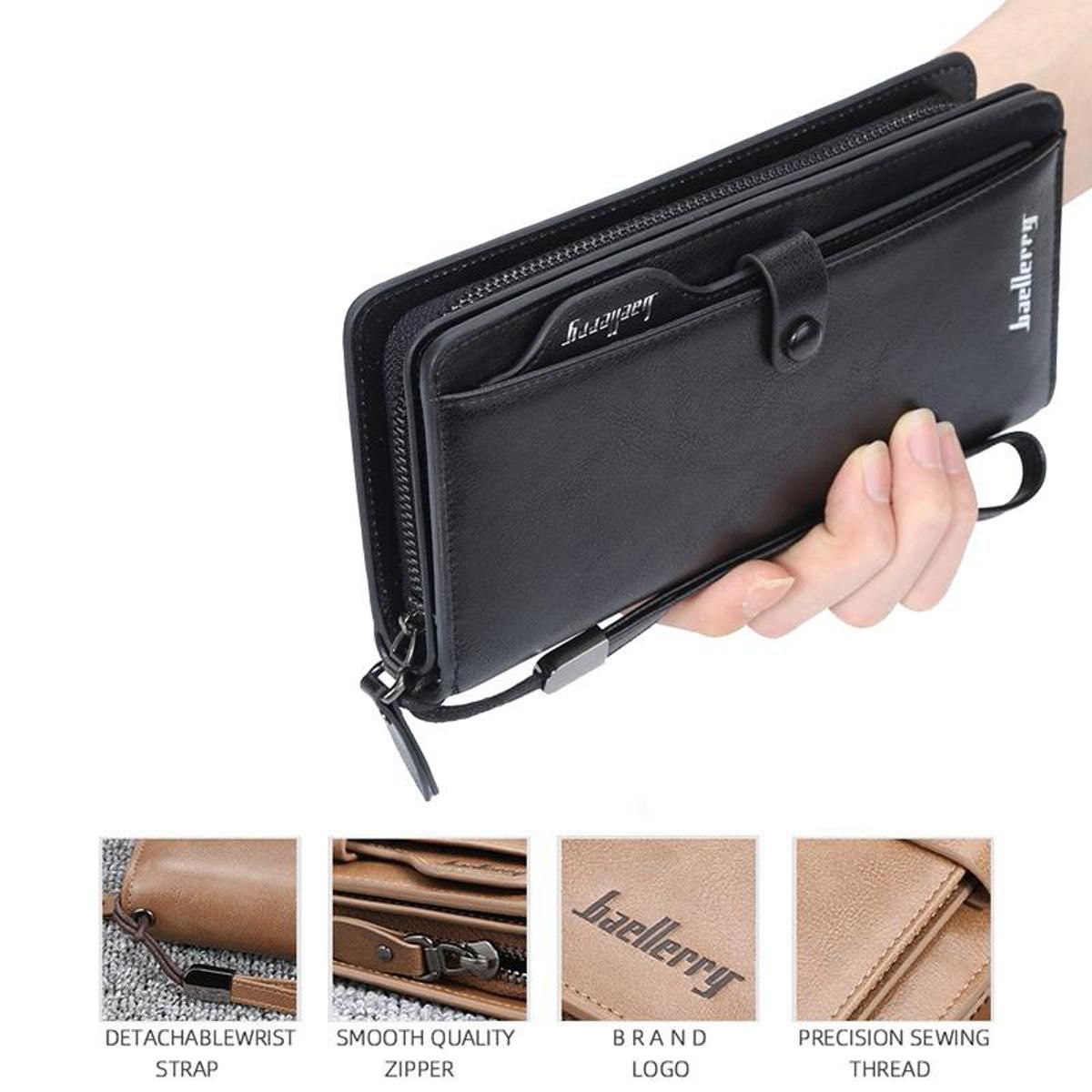 OIMG Baellerry  Luxury Brand Men'S Wallets Time Men Wallet Men Leather Zipper Wallet Men Business Wallet Man Purse Men Bag