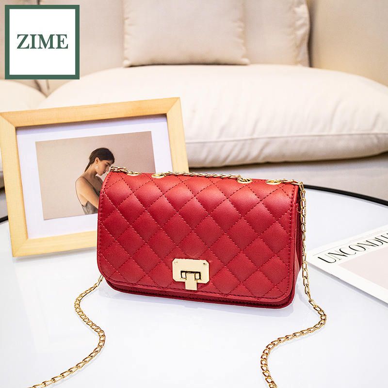 ZIME Autumn and winter European and American style diamond lock chain female bag shoulder messenger portable large-capacity bag