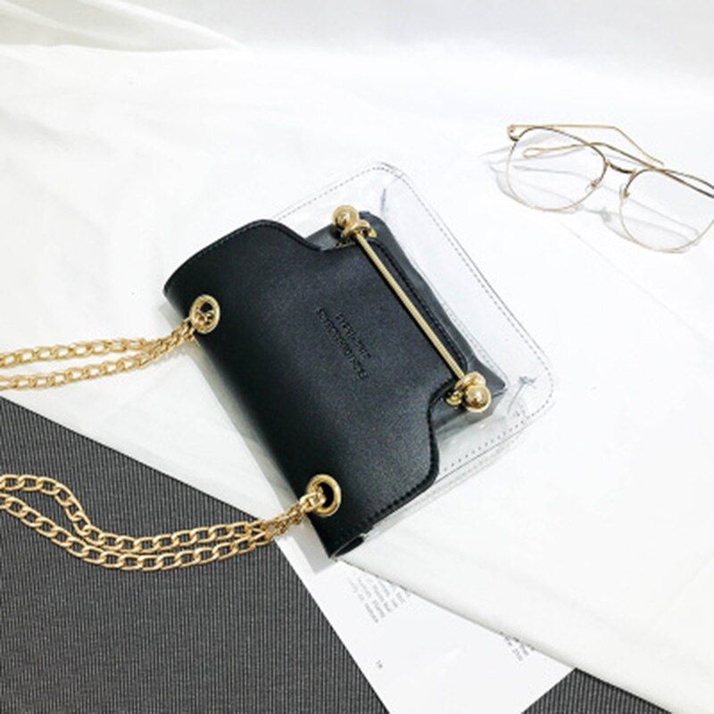Fashion Women Brand Design Small Square Shoulder Bag Clear Transparent PU Composite Crossbody Messenger Bags New Female Handbags
