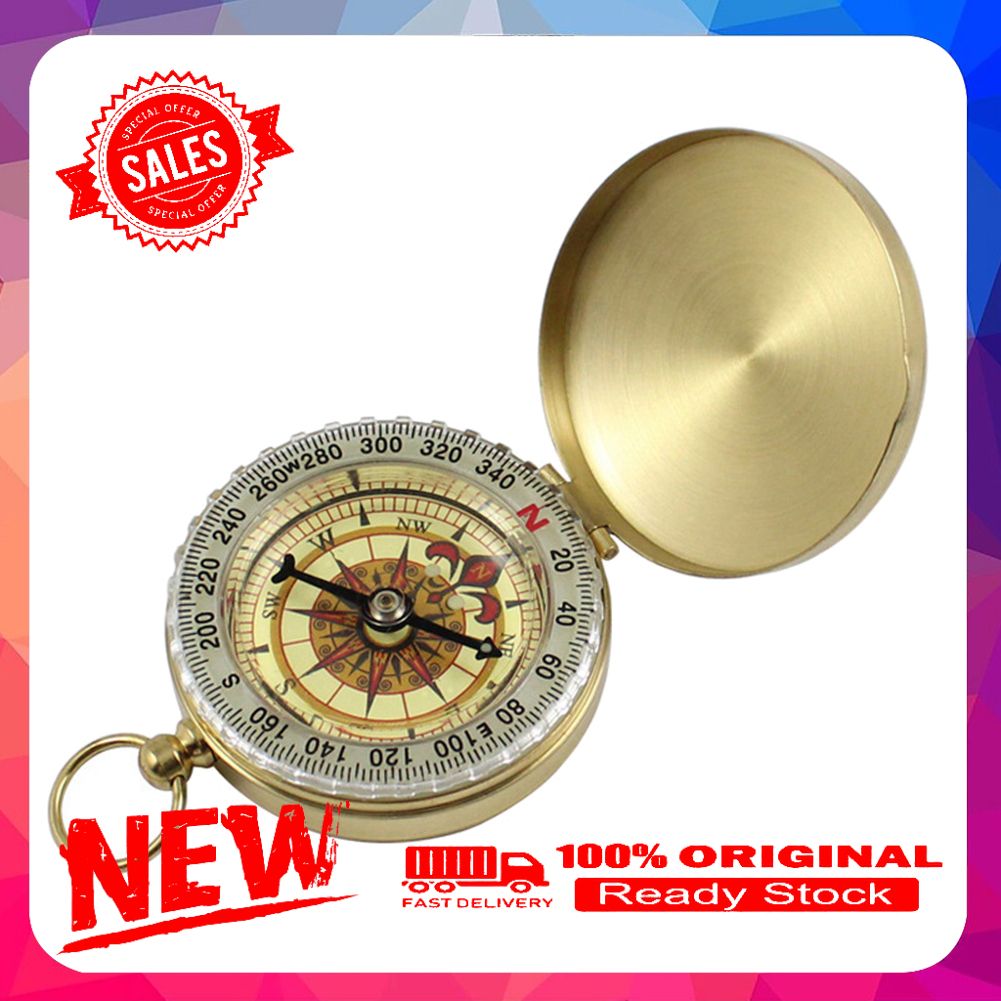Retro Luminous Brass Pocket Watch Outdoor Camping Hiking Navigation