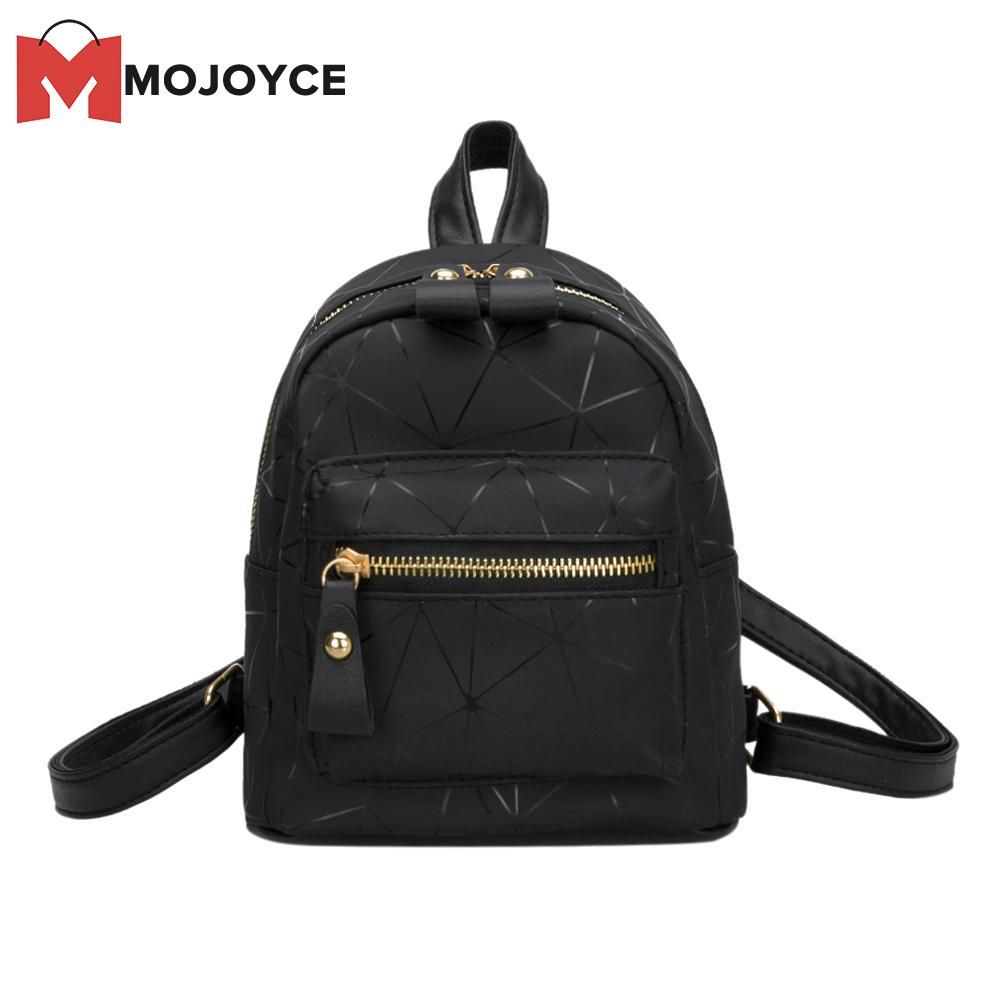 Diamond Lattice Leather Mini Backpacks Women Geometry Travel Shoulder Bags