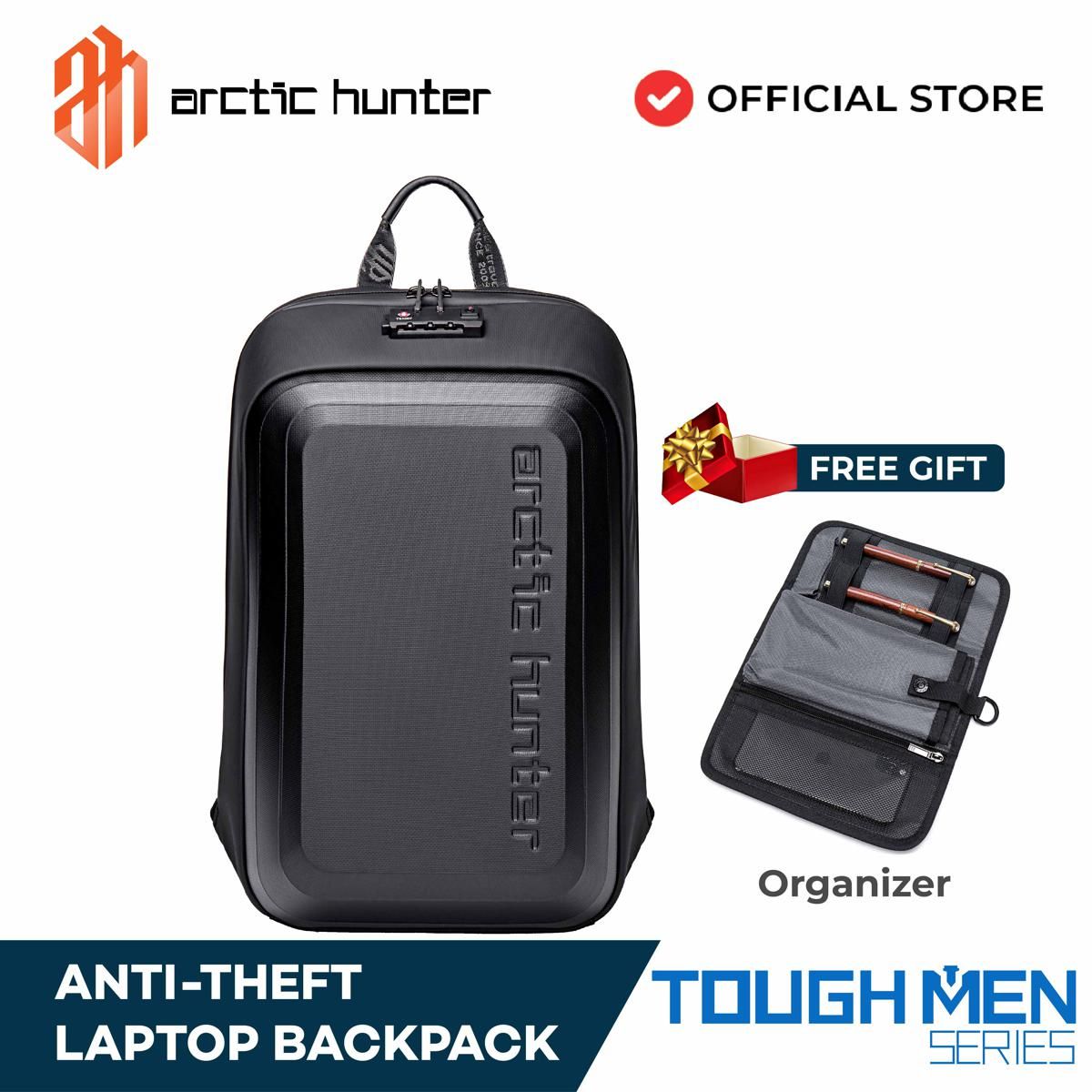 ARCTIC HUNTER Premium Quality Waterproof Anti Theft Professional Laptop Business & Travel Backpack (Black)