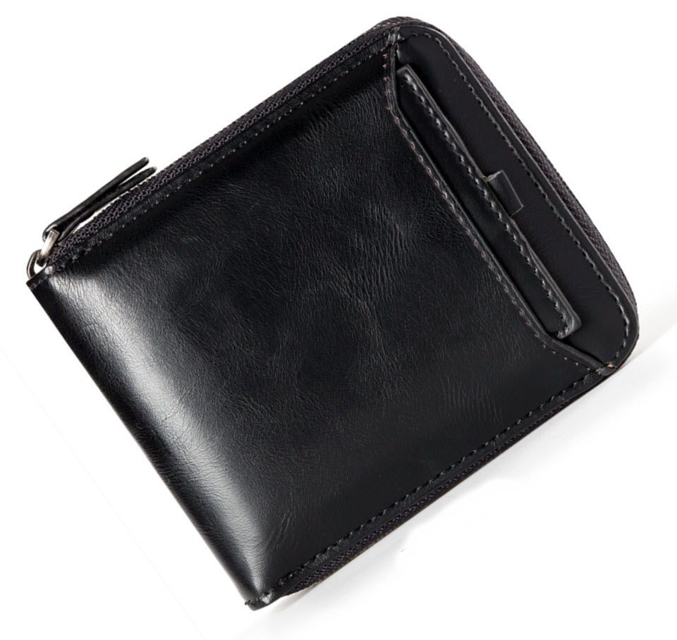 Leather Zipper Coin Purse Wallet for Men