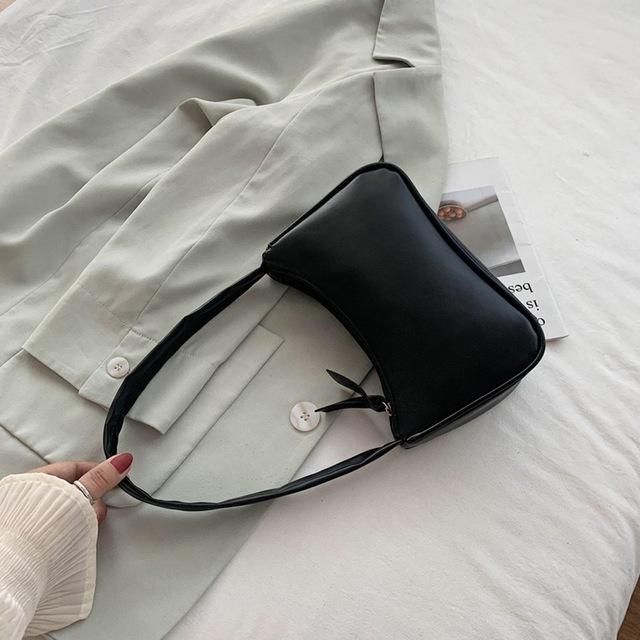 Fashion Solid Pattern Baguette Bags Mini Pu Leather Shoulder Bags For Women 2021 Brief Luxury Hand Bag Female Travel