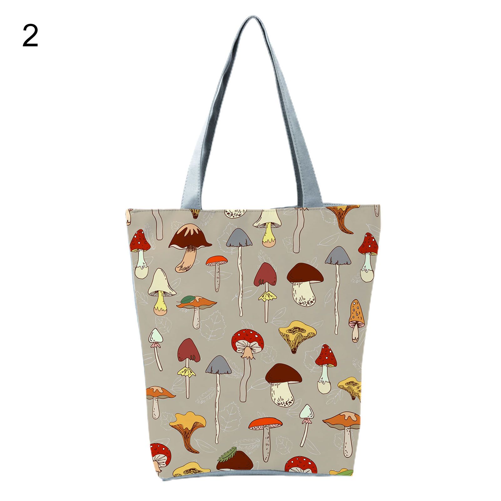 Mom Handbag Bright Color Foldable Mushroom Printing Lady Shoulder Pouch