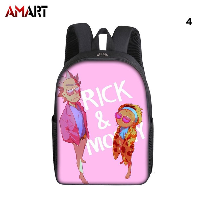 Rick and Morty Backpack Polyester School Bag with Smooth Zipper Travel Supply