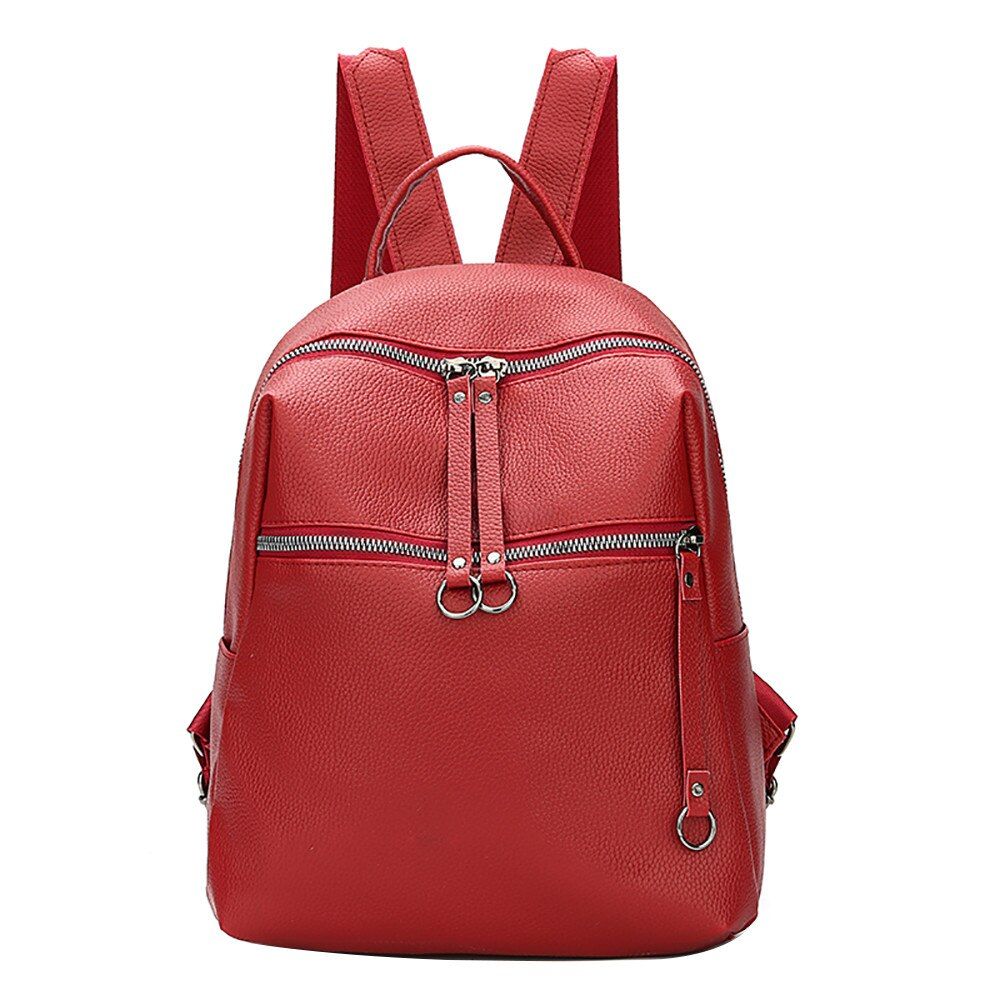 Maison Fabre Fashion Women Backpack Tide Bag Wild Soft Leather Student Bag Simple Backpack Solid Zipper Leisure Backpack De1