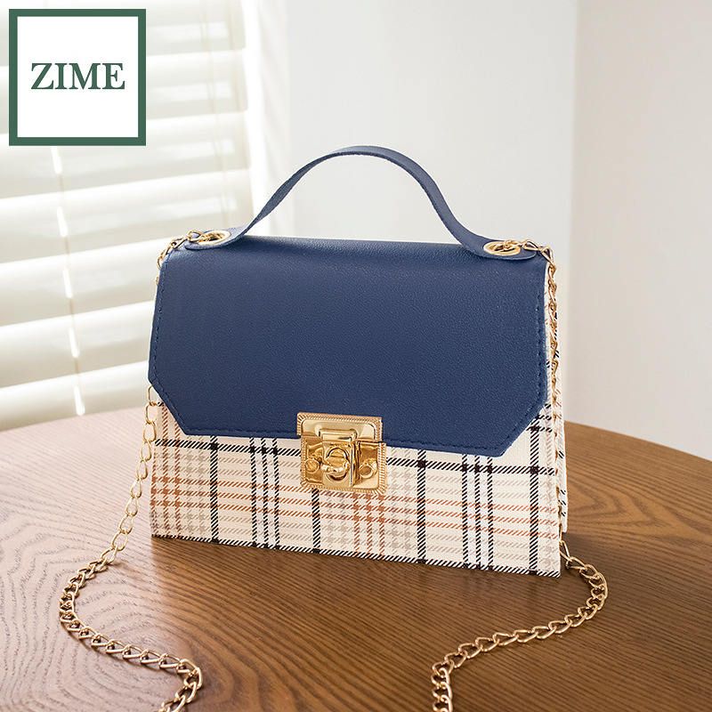 ZIME Korean version of the personality printed plaid street trend ladies small square bag summer and autumn shoulder bag