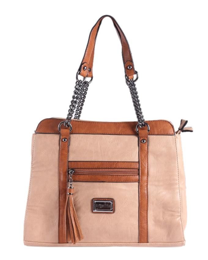Pu Leather Hand Bag For Women - Tan