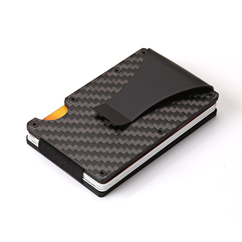 Gemeer Carbon Fiber Credit Card Holder RFID Non-scan Metal Wallet Purse Male Business Card Holder Carteira Masculina Billetera