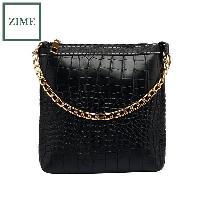 ZIME Small bag new Korean fashion fashion messenger handbag crocodile pattern chain single shoulder bucket bag