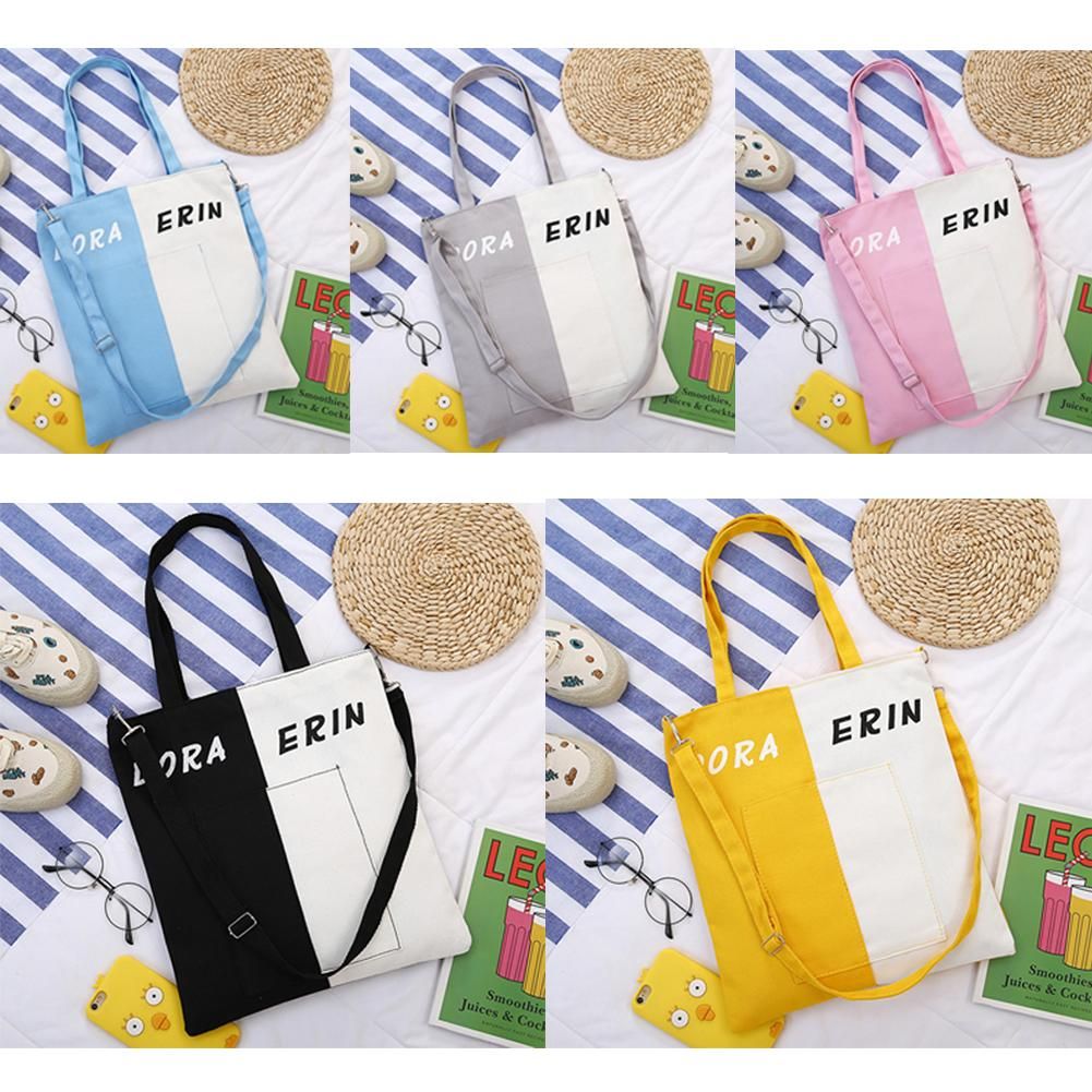 Women Casual Cotton Shopping Bag Vintage Canvas Shoulder Bag Female Large Simple Cloth Shopper Beach Totes