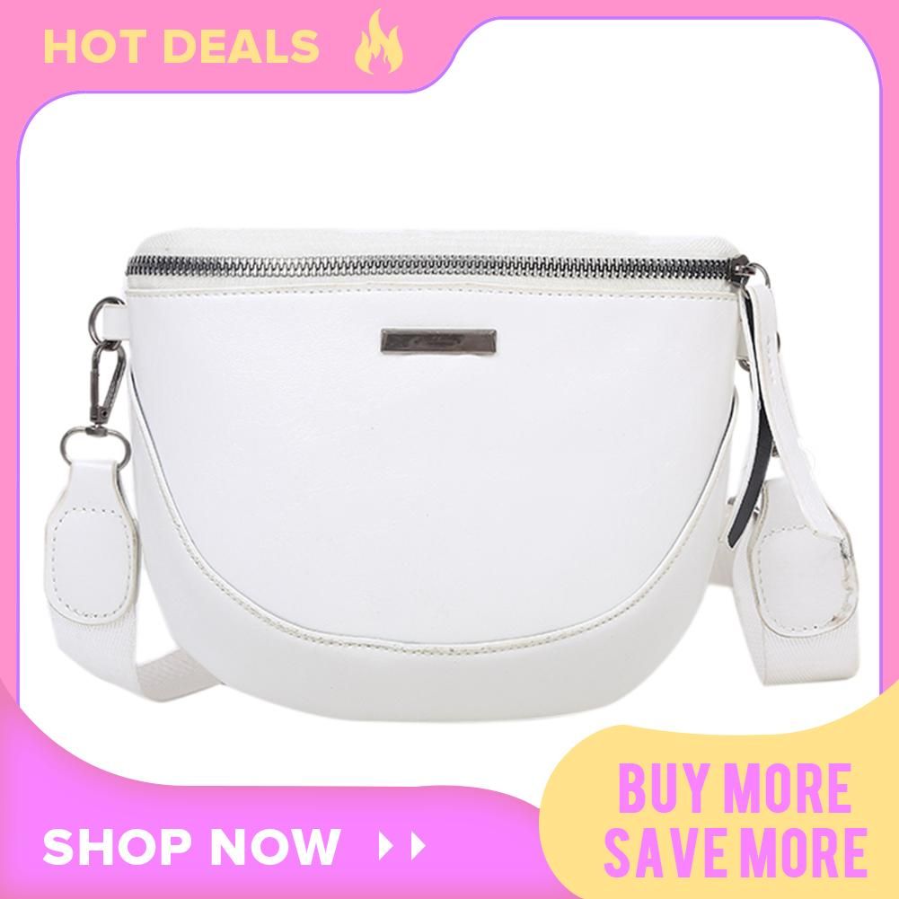 160x160x20mm Women Shoulder Messenger Bag Leather Casual Zipper Fanny Chest Pack