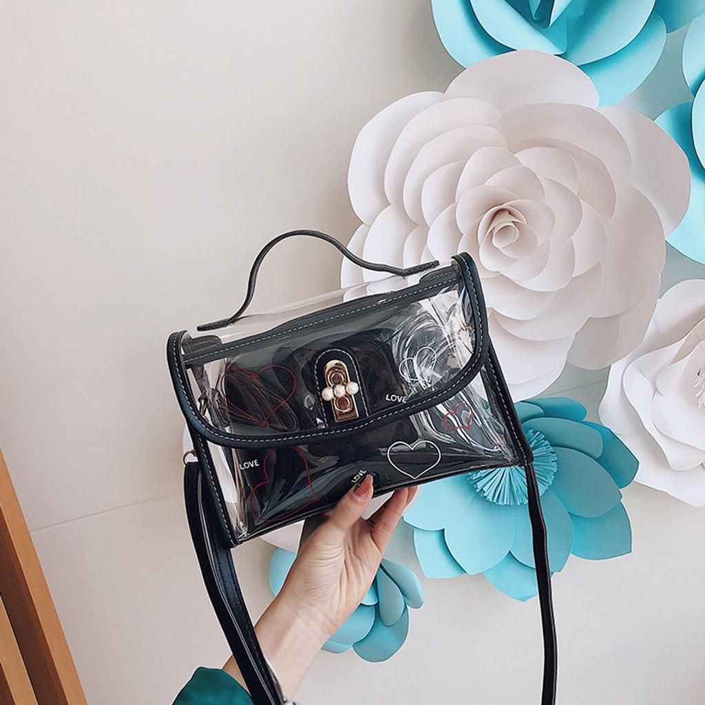 【BestGO】Women's Fashion Transparent Small Square Bag Female Jelly Bag Wild Shoulder Bag