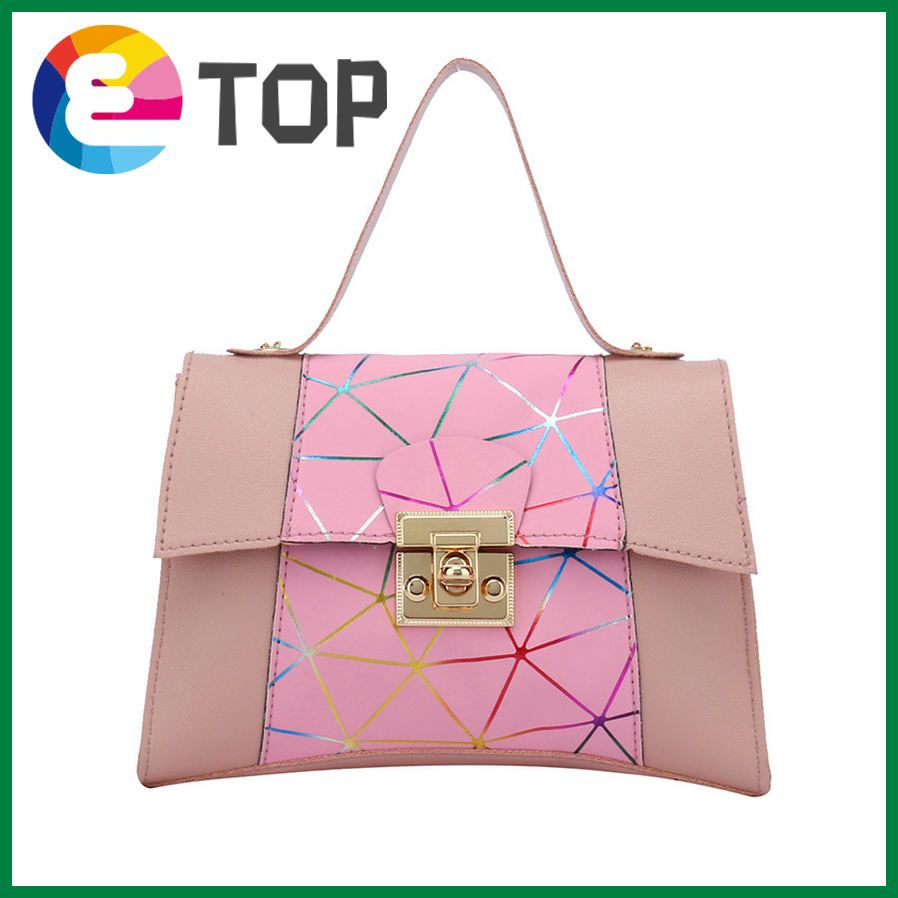 Korean colorful geometric rhombus color contrast lock chain small square bag shoulder diagonal bag