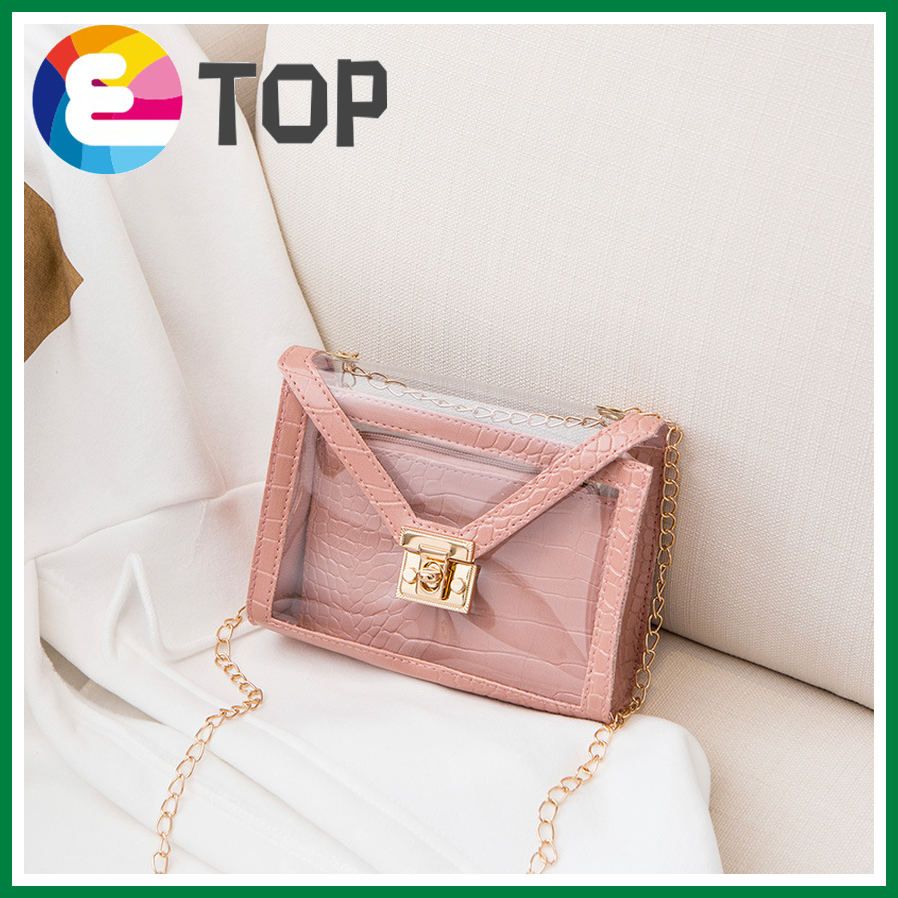 Korean version of crocodile pattern jelly picture bag summer and autumn personality lock chain small square bag