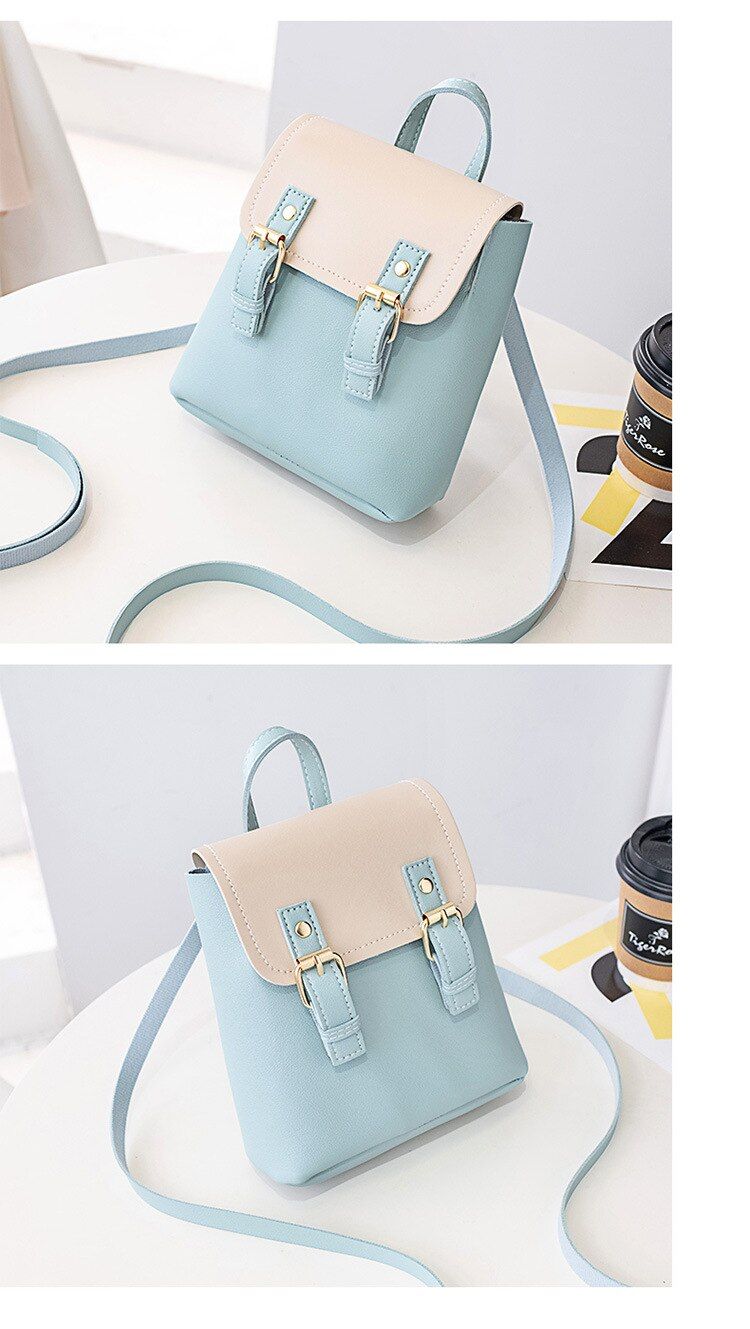Ougger Mini kawaii Backpack Pink Fashion Elegant Casual Cute PU Backpacks For Girls Small Shoulder Crossbody Bags Hasp Flap Bag
