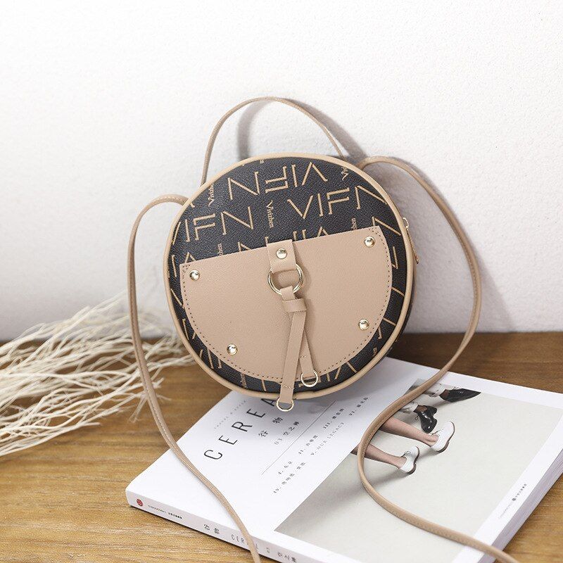 Small round Bag Female 2020 New Korean Fashion Handbag All-match Contrasting Color Shoulder/Crossbody Bag Phone Coin Purse