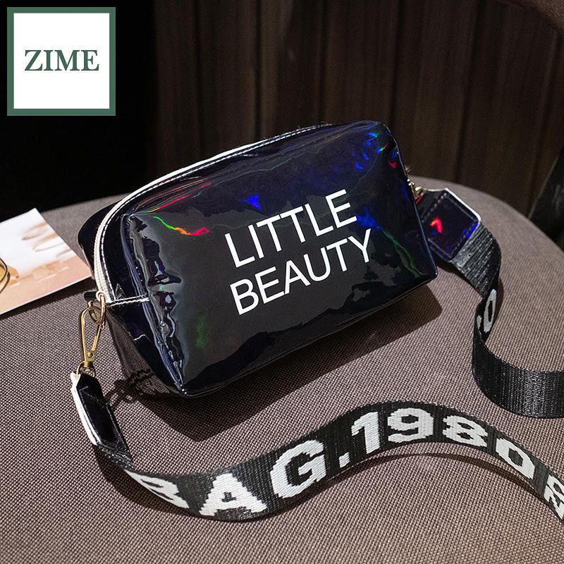 ZIME Women's one-shoulder printing sequined bag Korean version cool personality messenger purse