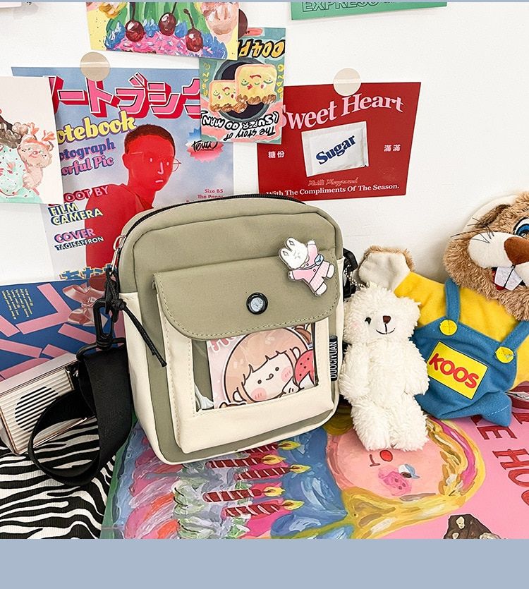 Cute Japanese Canvas Bag Female New Harajuku StuMessenger Bag Korean Cartoon Women Shoulder Small Square Bag