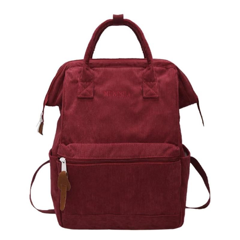 2021 New Corduroy Women Backpack Casual Pure Color Women Travel Bag Fashion Double School bag Female Mochila Bagpack Pack Design