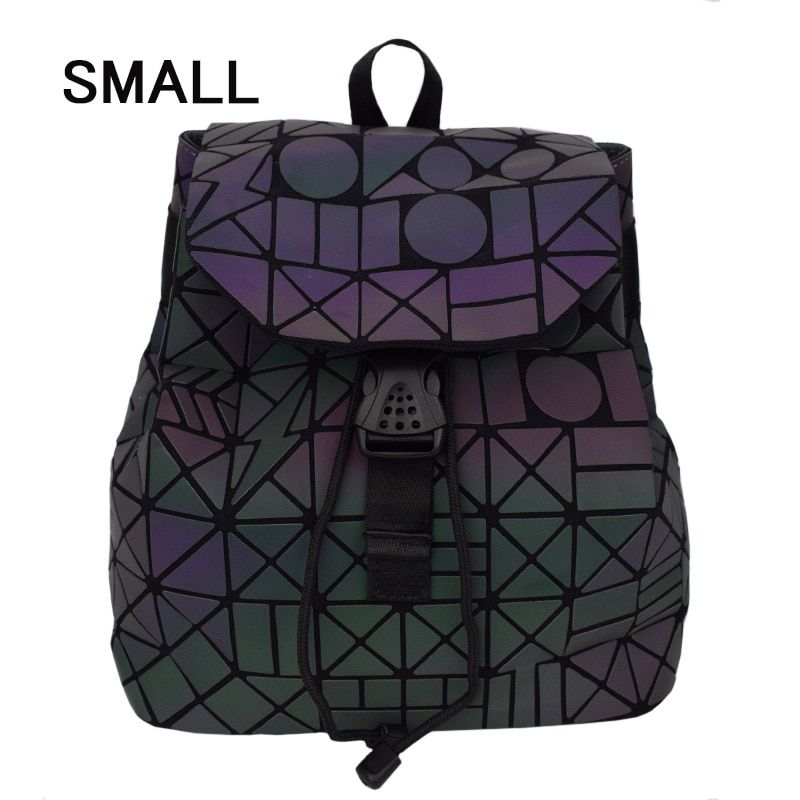 Fashion Women Luminous Backpacks Female Shoulder Bag Girl Daily Backpack Geometry School Folding Bag Travel School Bags Hologram