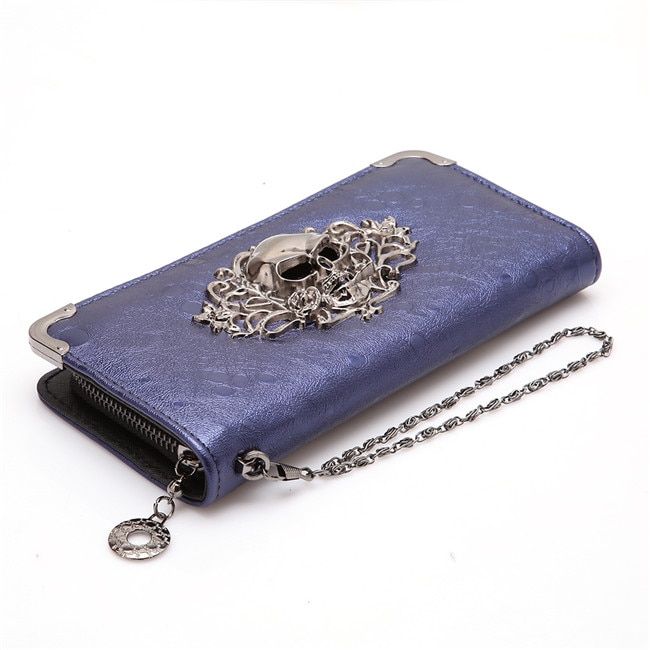 Vintage Skull Ladies Long Handbag Zipper Wallet Skeleton Purse Clutch Card Holder Wallet Carteira Feminina PA678051