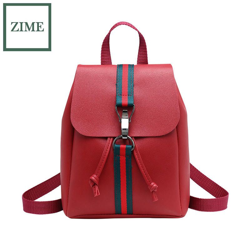 ZIME Ladies retro printed backpack summer and autumn draw with buckle anti-theft student school bag
