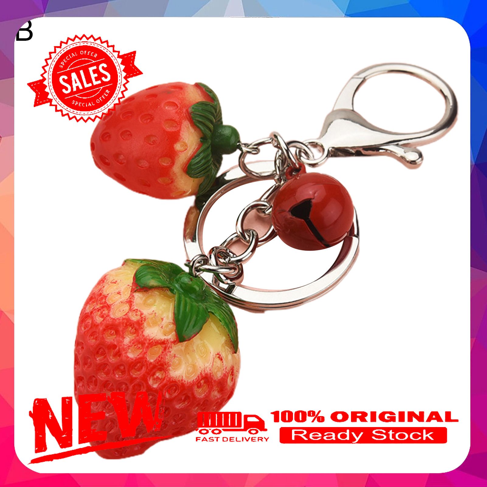 Cartoon Strawberry with Bow-Knot Design Gifts Bag Pendant Key Holder