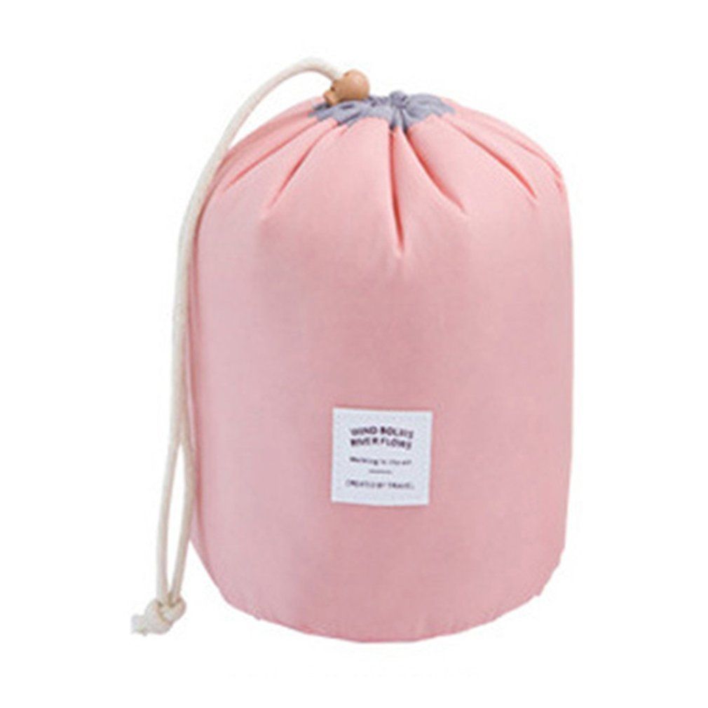 Large Capacity Nylon Cylinder Cosmetic Bag Multifunctional Drawstring Wash Bag