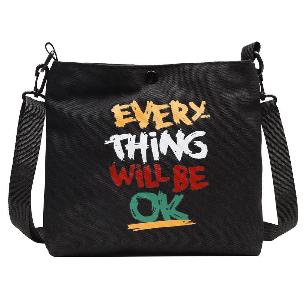 Letter Print Shoulder Satchel Handbags Canvas Women Casual Crossbody Bags