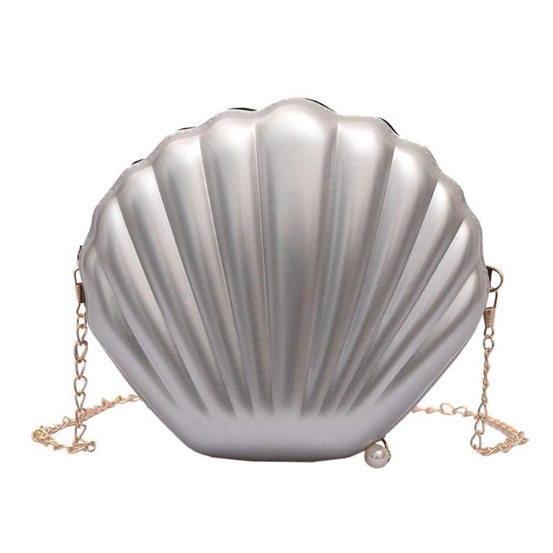 New Fashion Shell Bag Chain Shoulder Solid Color Handbags Women Small PVC Crossbody Bags