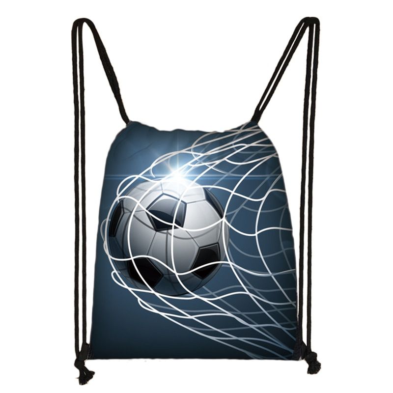 Footbally / Soccerly Print Backpack Men Canvas Travel Bag Teenager Boys Drawstring Bag Shoes Holder Kids Gift