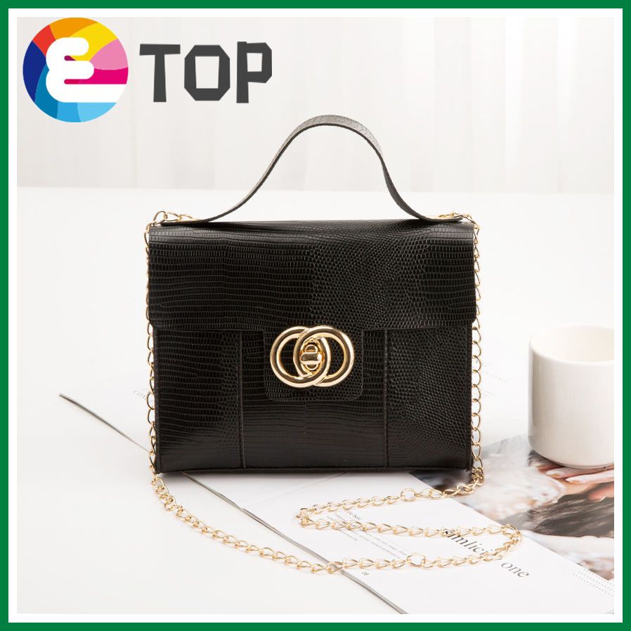 Female bag winter Korean version of the lizard pattern ring lock chain small square bag shoulder diagonal portable female bag