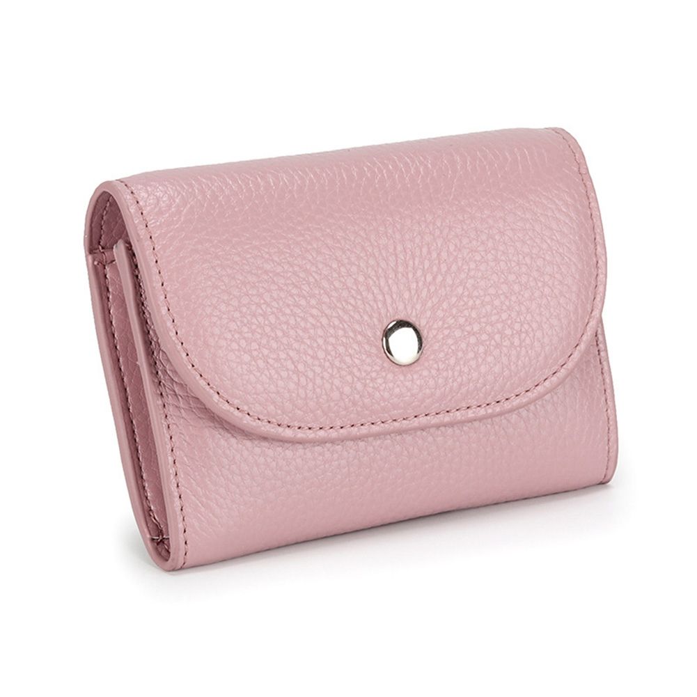 PU Leather Coin Purse Mini Large-Capacity Coin Bag Head Layer Cowhide Multifunctional Business Card Bag Pink