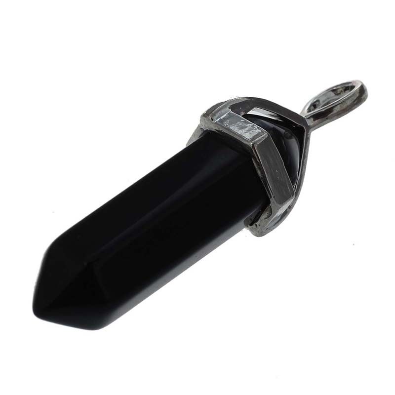 Chic Hexagonal columns Bead Stone Pendant for Necklace - Tone, Black Onyx