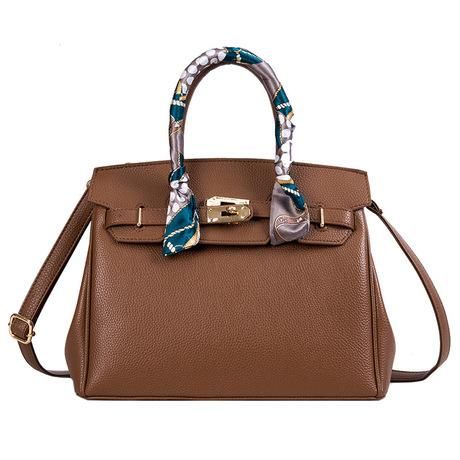 Lychee Pattern Birkin Bag With Personalized Silk Scarf Handbag