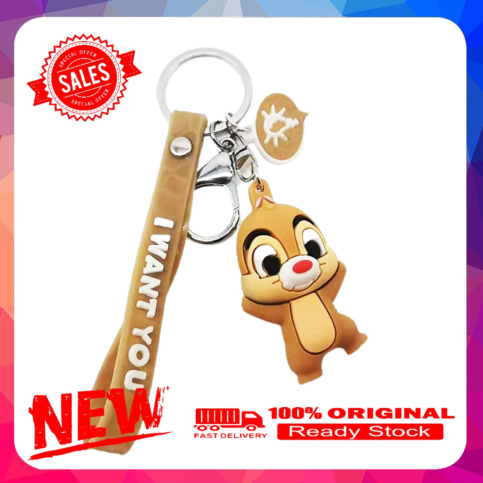 Key Chain Squirrel Shape Durable Key Holder Fashion Cartoon Cat Squirrel Key Chain for Handbags