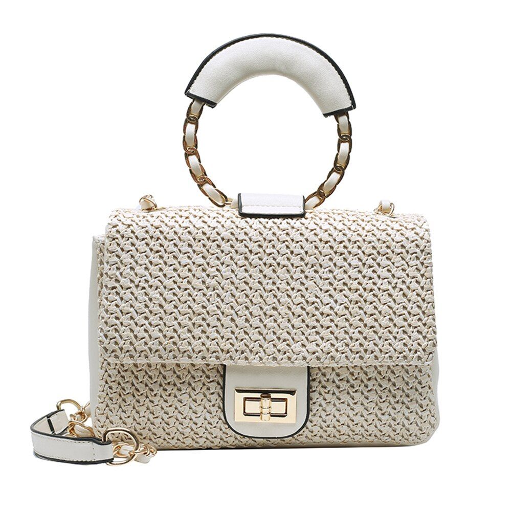 Women Straw Bags Handbags Knitted Messenger Bohemian Beaches Shoulder Purse for Outdoor Shopping Traveling Ornaments